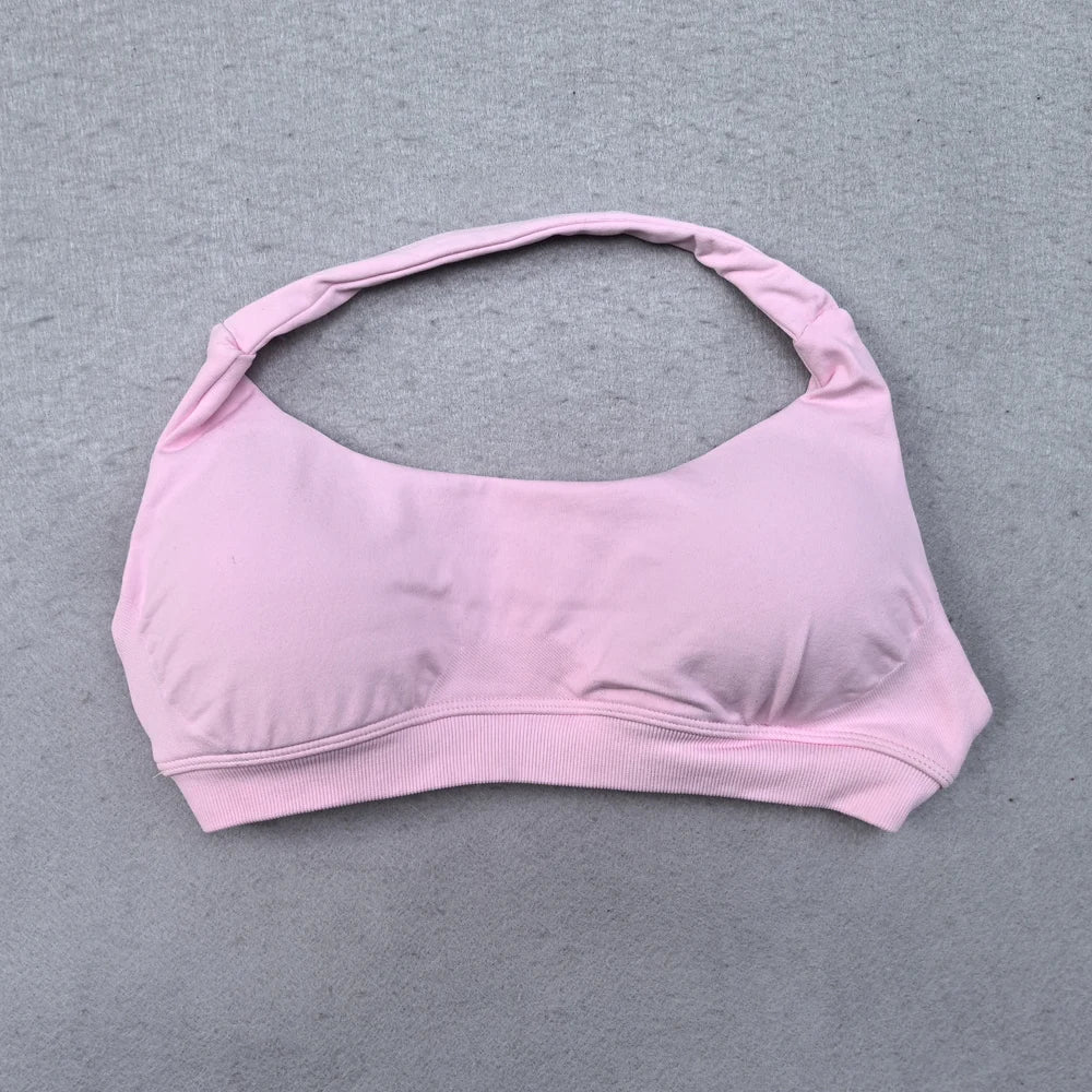 Halter Seamless Yoga Bra Padded Backless Crop Top Push Up