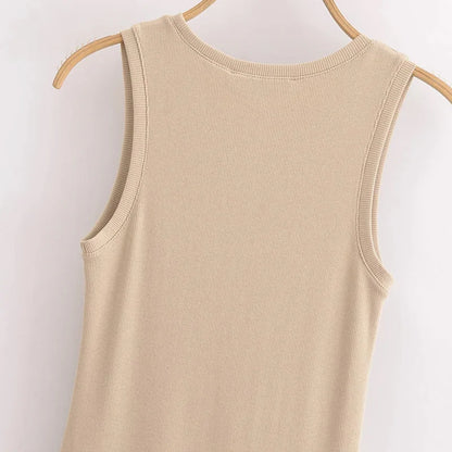 TRAF Khaki Elegant Long Dresses 2025 Women's Spring Sleeveless Black Dresses Fashion Casual Party Y2k Dress Vestidos For Female
