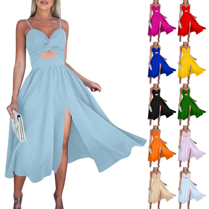 sexy party dresses V-Neck Big Swing Slimming Backless Sleeveless