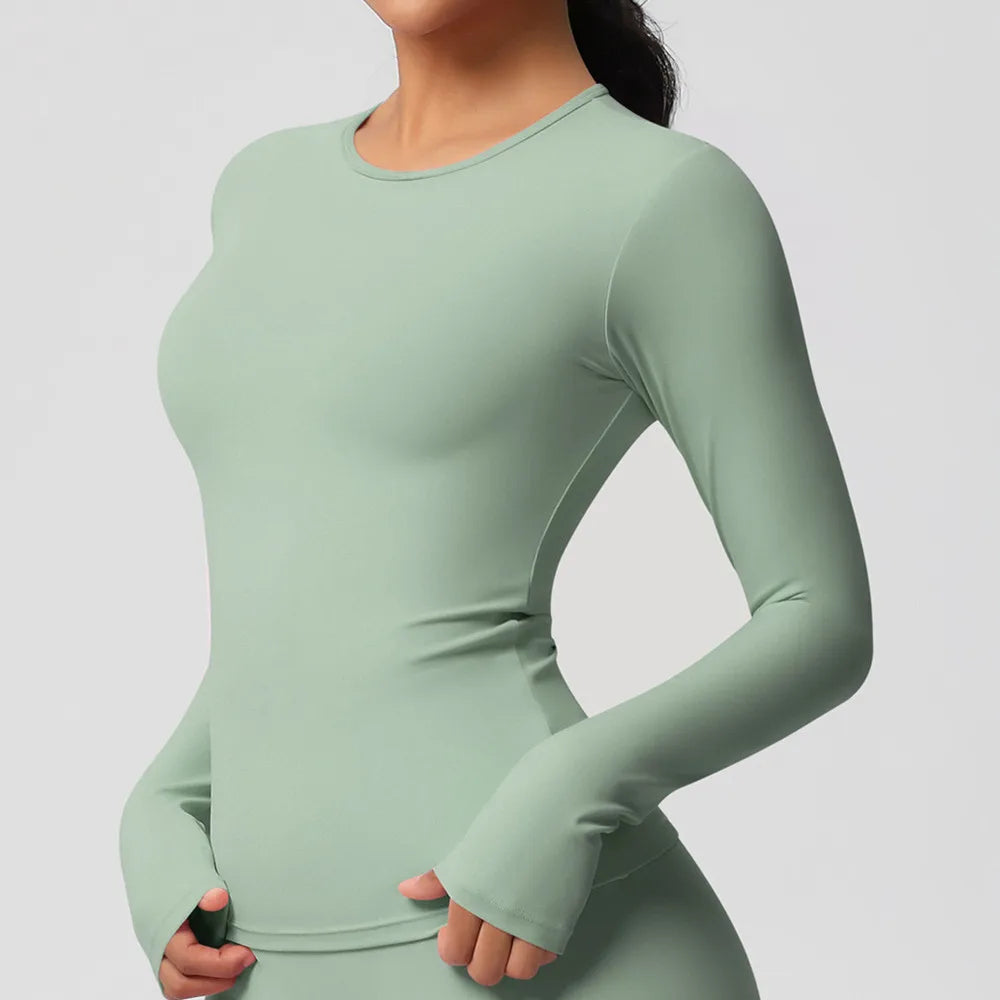 Long Sleeve Fitness Dry Fit Breathable High Elastic Sports Crop Tops