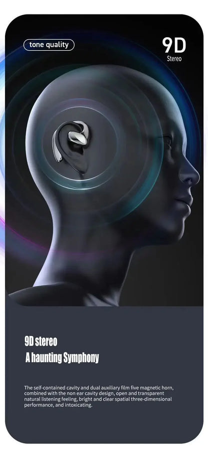 Wireless Earphones Bone Conduction Headset with Mic Sports Hifi Stereo Earbuds Waterproof Noise Reduction Headset