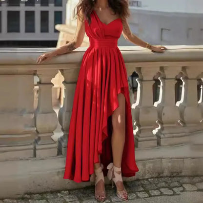 Sexy Evening Dresses Half High Collar Mid Calf Length
