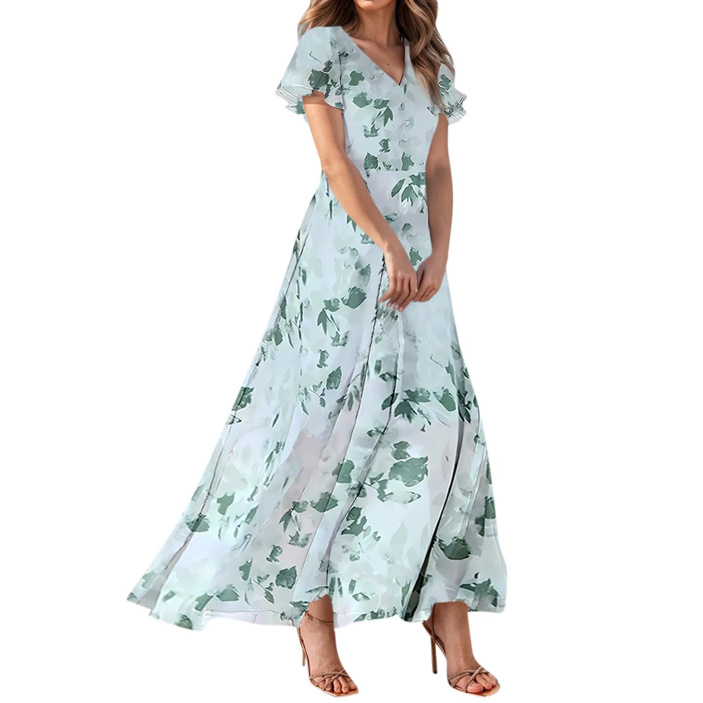 Short Sleeve Maxi Dresses Cute Floral