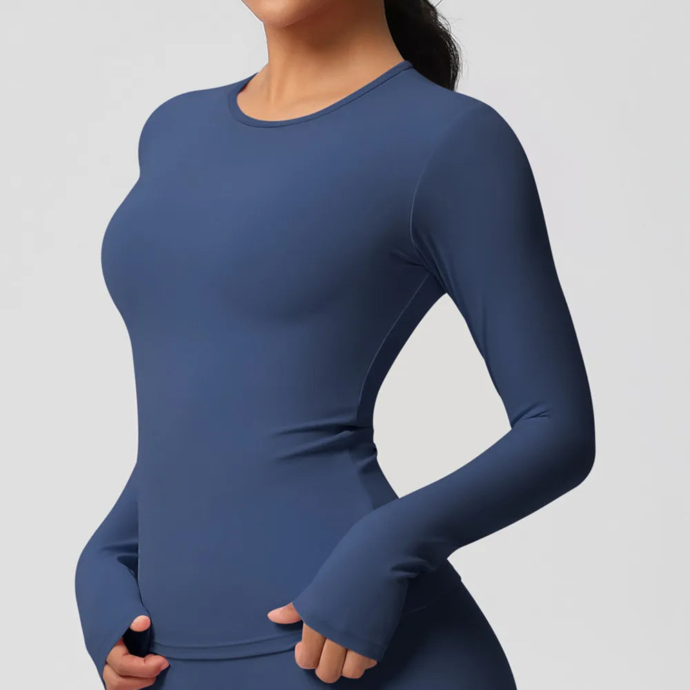 Long Sleeve Fitness Dry Fit Breathable High Elastic Sports Crop Tops