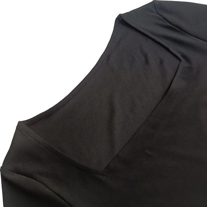 Short Sleeve Bodysuits  Square-Cut Collar Solid Bodycon