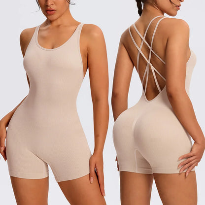 Seamless Sculpting Bodysuit  Combi-pants Fitness Overalls Shorts