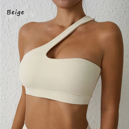 Sexy sports Bra One Shoulder Yoga Bra Detachable