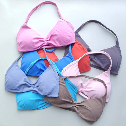 Sports Bra Strappy Backless Removable Cups