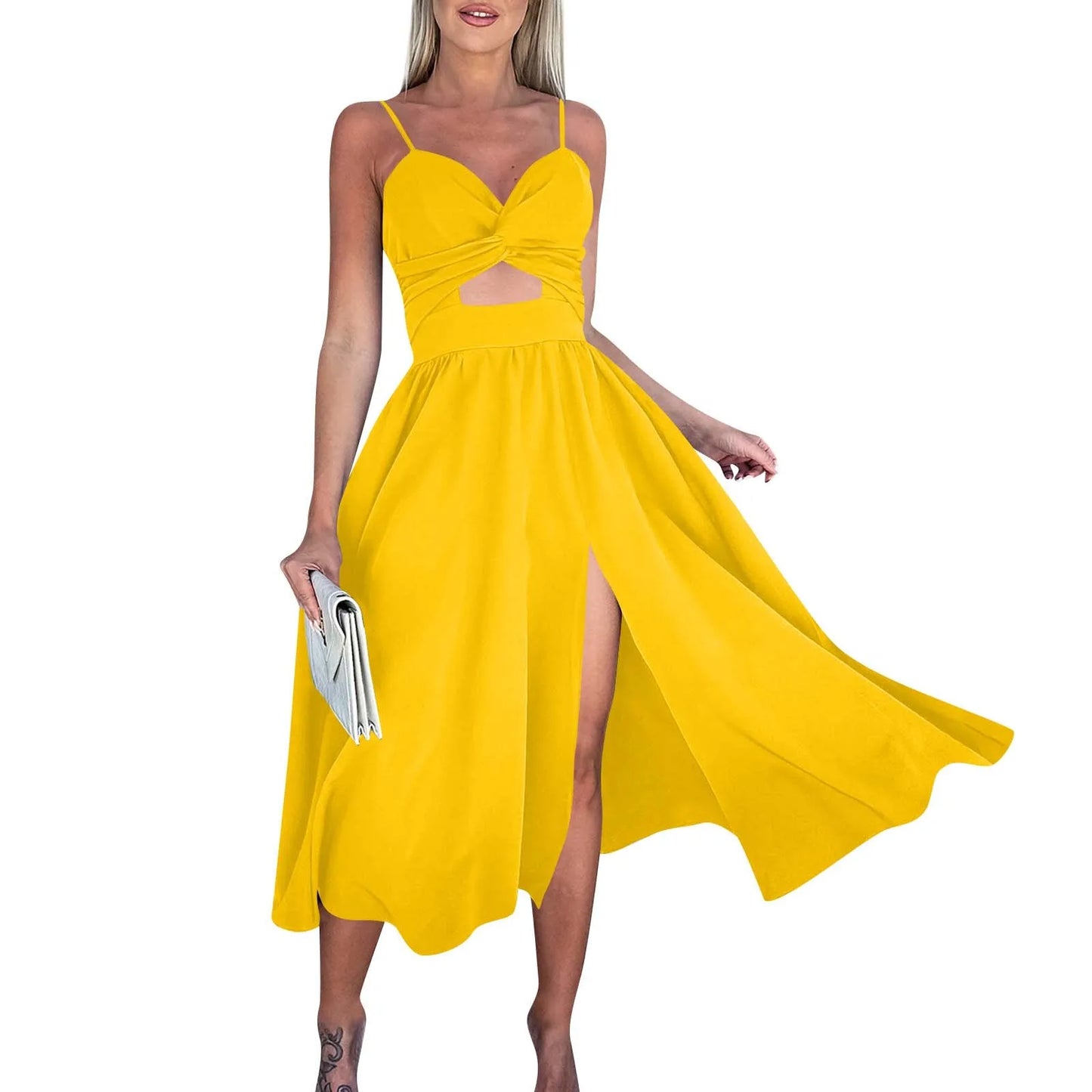 sexy party dresses V-Neck Big Swing Slimming Backless Sleeveless