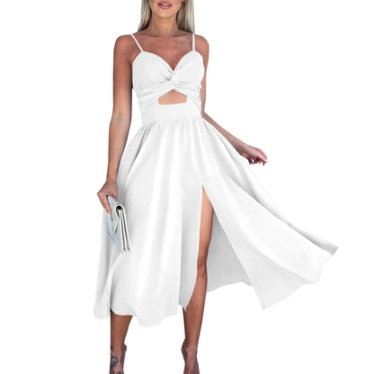 sexy party dresses V-Neck Big Swing Slimming Backless Sleeveless