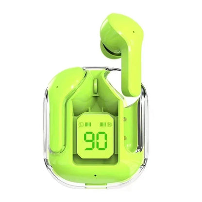 Bluetooth-Compatible Noise Canceling Translucent Earphones with Digital Display Charging Case
