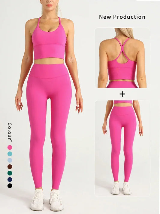 2 Piece Yoga  Set Push Up Sports Bra Leggings