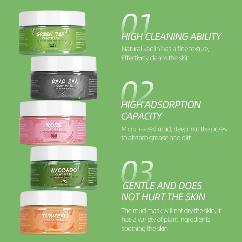 Green Tea Rose Avocado Facial Mask Clay Mud Masks