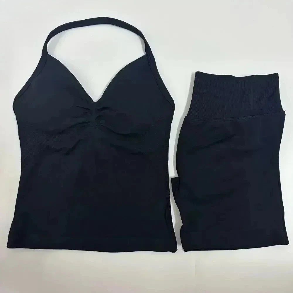 Yoga 2-piece Lace-up Tops and Shorts