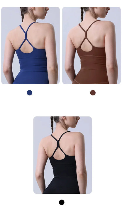 Solid Color  Sexy Cross Back Y shape Sports Bra Fitness Sling