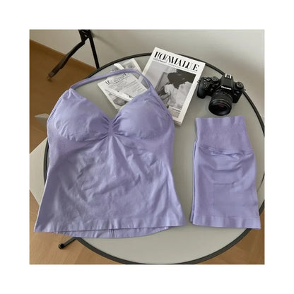 Yoga 2-piece Lace-up Tops and Shorts