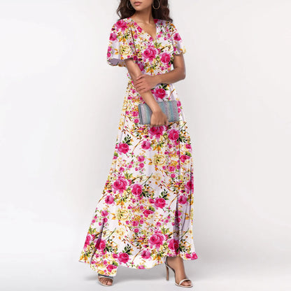 Short Sleeve Maxi Dresses Cute Floral