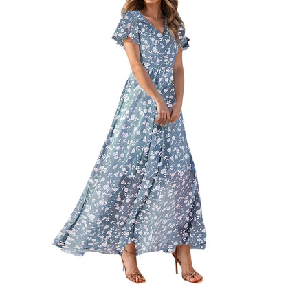 Short Sleeve Maxi Dresses Cute Floral
