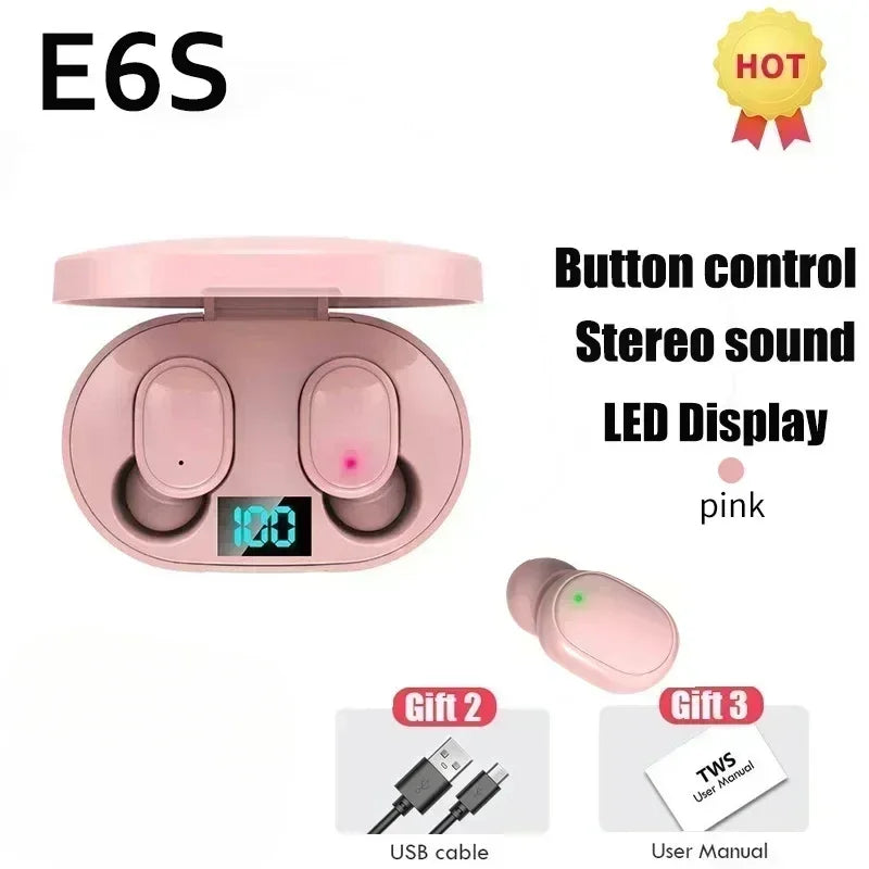 E6S Wireless Bluetooth  Earbuds Noise Cancelling with Microphone
